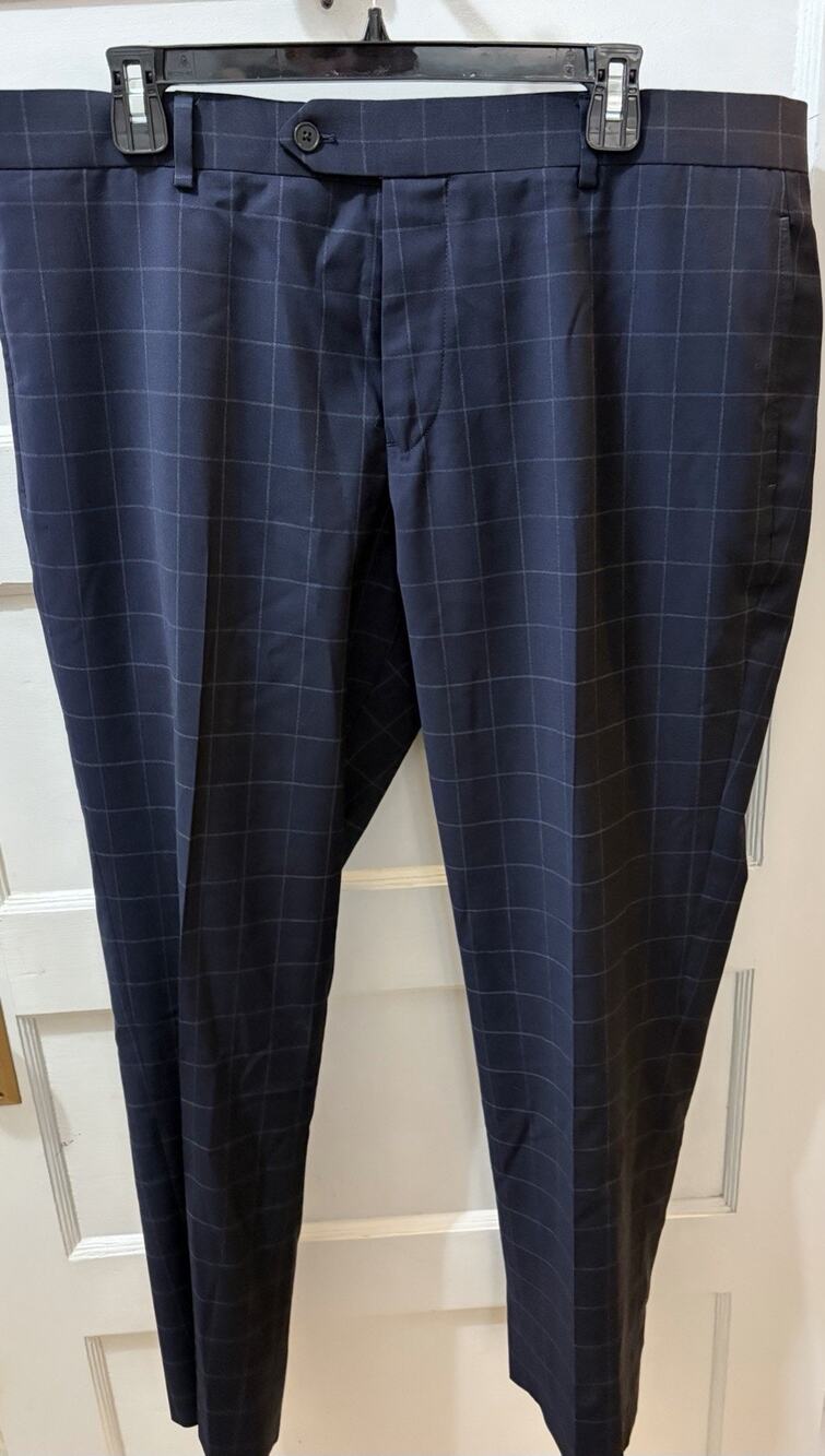 Brooks Brothers Blue Plaid Windowpane Classic Fit Pants 36 X 30 Fit 38 X 30